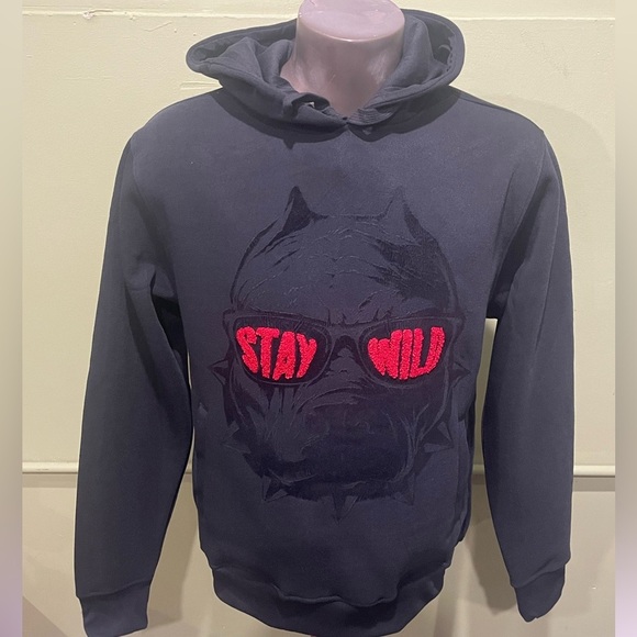 Bleecker&Mercer pullover Black Hoodie with Red Graphic Design - Picture 1 of 4